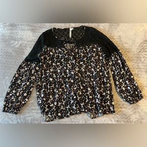 Andrew Floral and Lace Blouse- Peplum Style